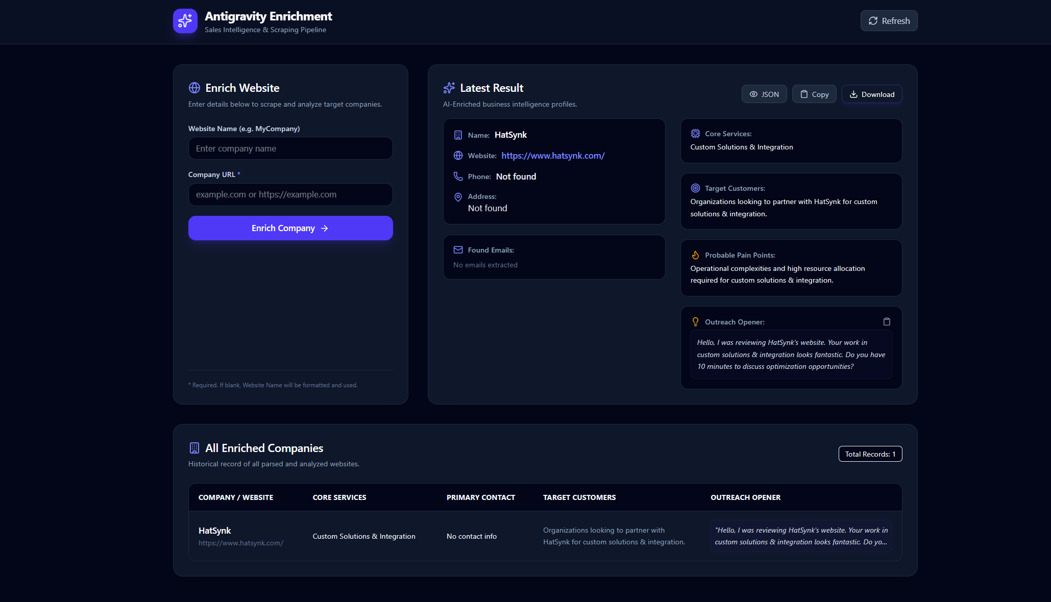 AI Company Enrichment Platform